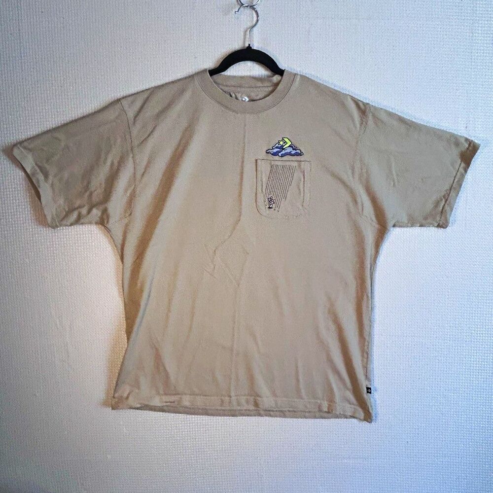 Vintage Converse Beige Cotton  Short Sleeve Pocket Logo Tee-Large